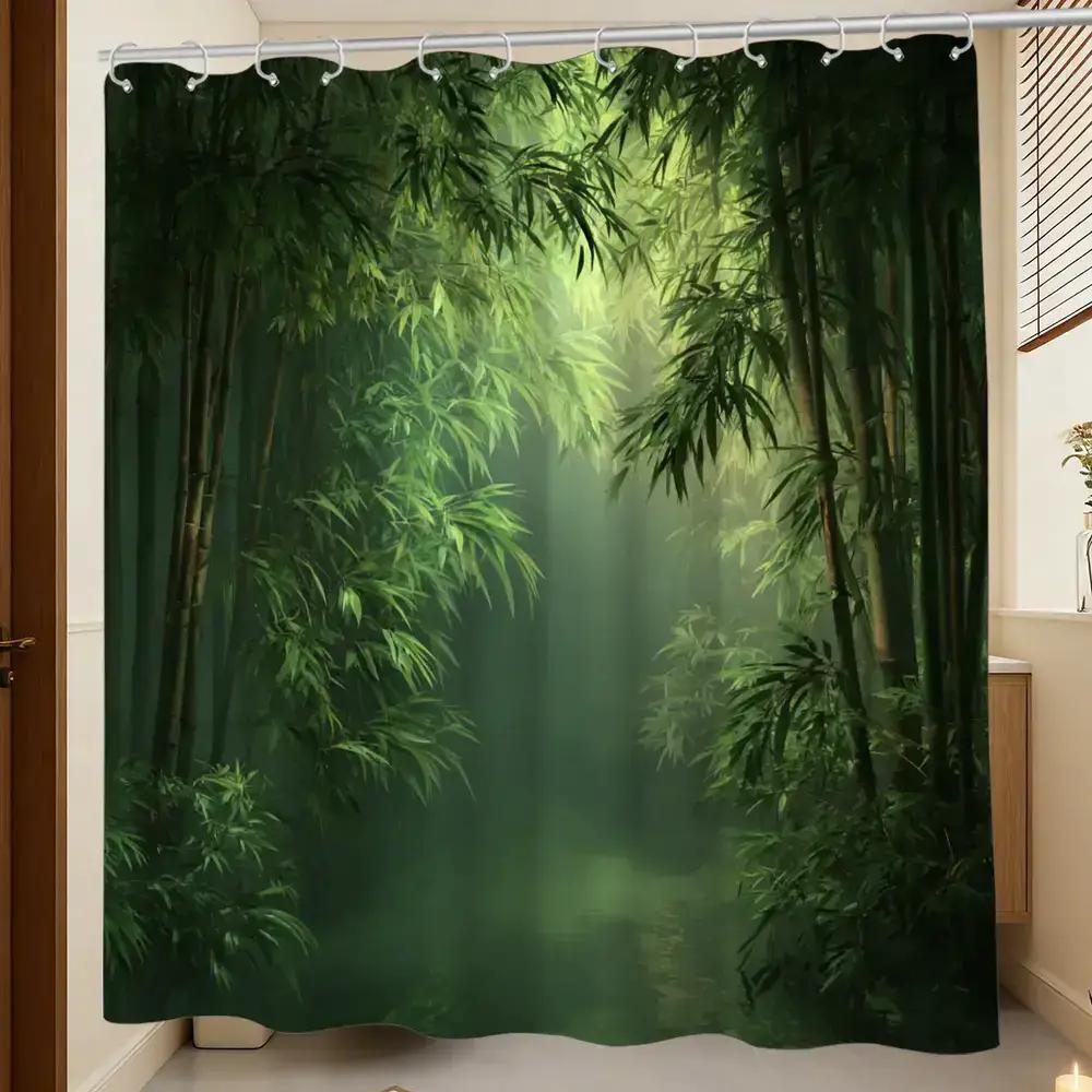 Bathroom Shower Curtain Bamboo - Spa Wellness Nature reseña y precio