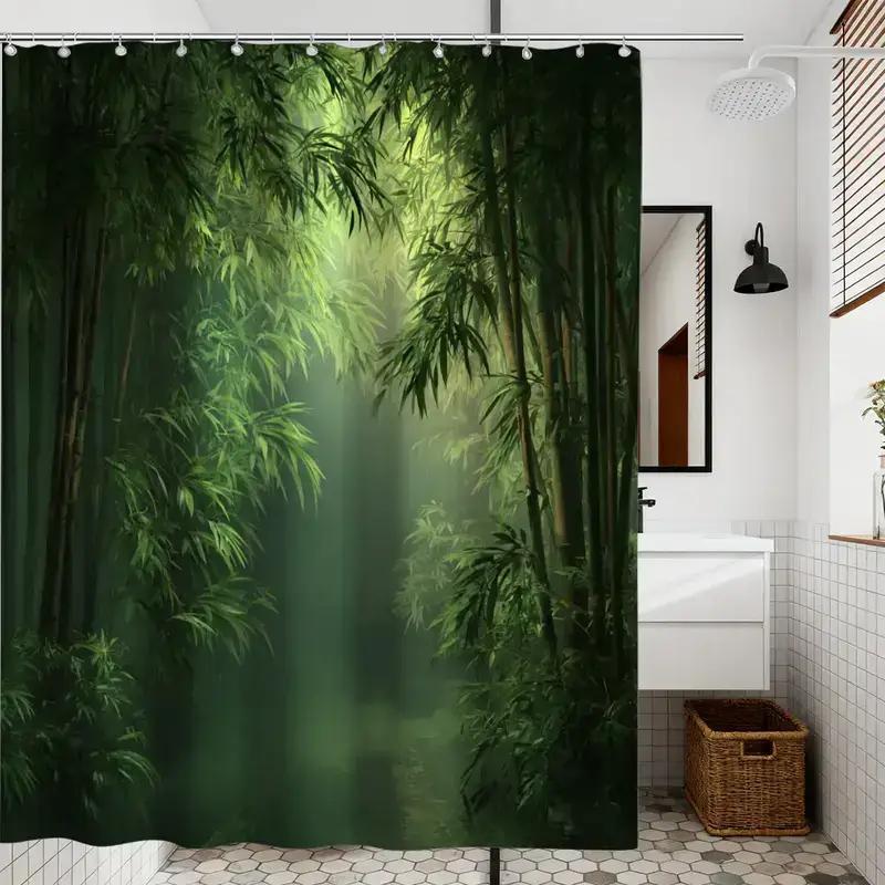 Bathroom Shower Curtain Bamboo - Spa Wellness Nature reseña y precio