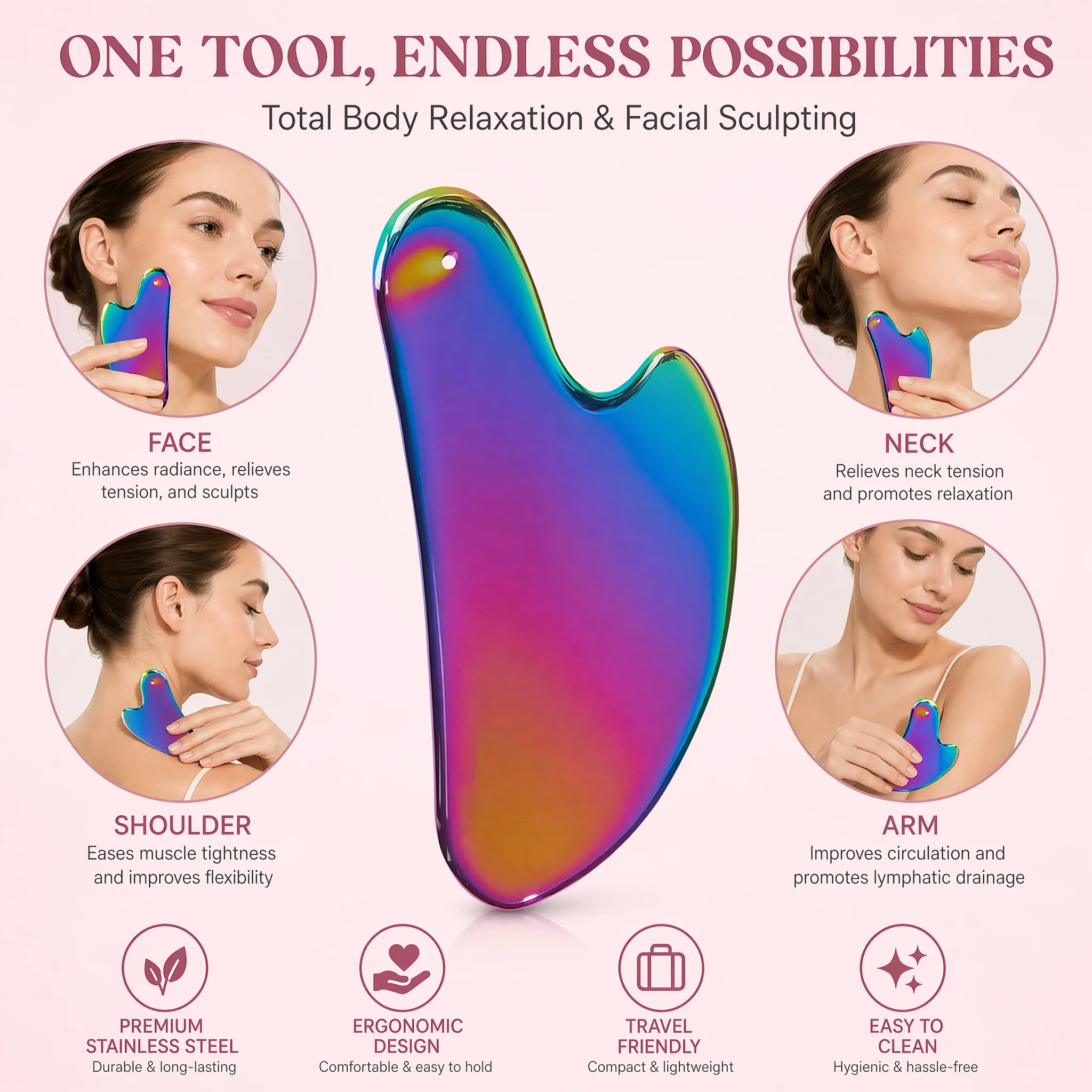 1Pcs Stainless Steel Gua Sha B - Spa And Wellness reseña y precio
