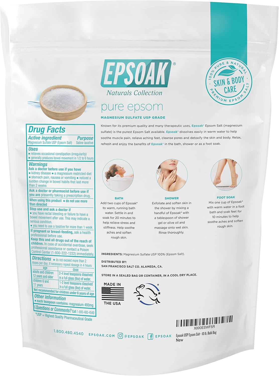 Epsom Salt 10 lb. Magnesium Su - Epsom Salt Bag reseña y precio